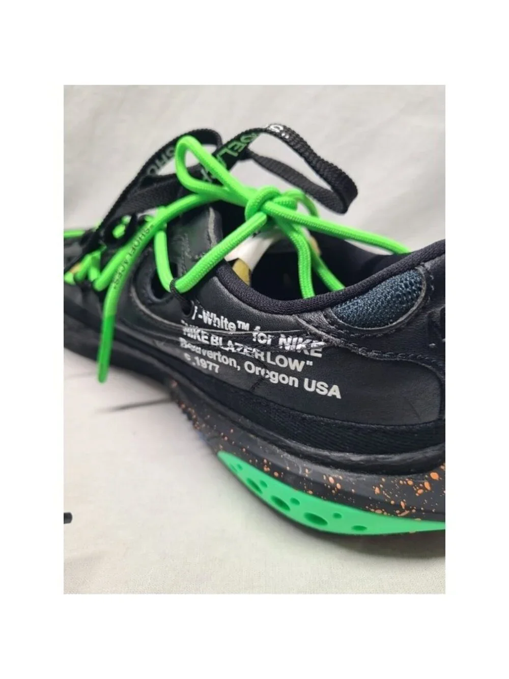 Nike Blazer Low x Off-White ‘77 Black Electro Green Mens Size 6.5 DH7863-100